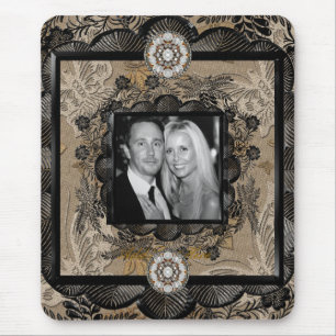 Mousepad Add Photo Black Brown Lace Frame