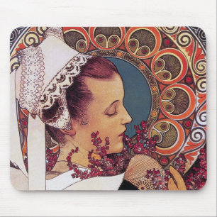 Mousepad: Alphonse Mucha - Art Nouveau Mouse Pad