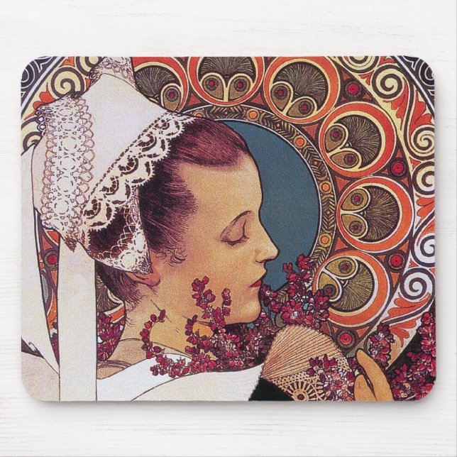 Mousepad:  Alphonse Mucha - Art Nouveau Mouse Pad (Front)
