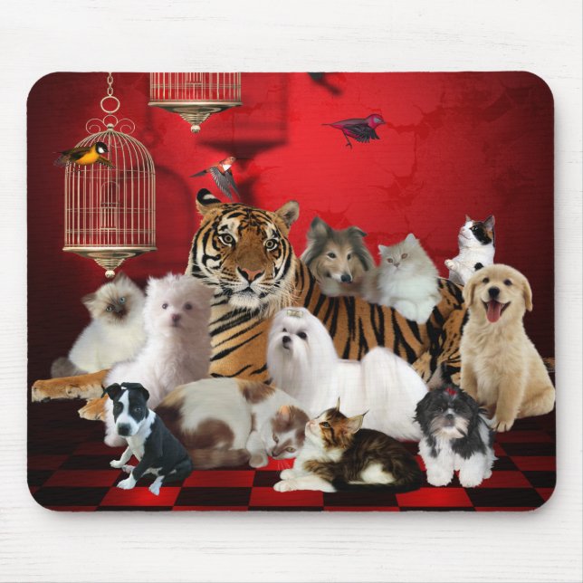 Mousepad Animals Tiger Cats Dogs 3 (Front)