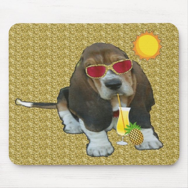 Mousepad Baby Basset Hound Summer Time (Front)