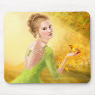 Mousepad Beautiful romantic woman and fantasy gold