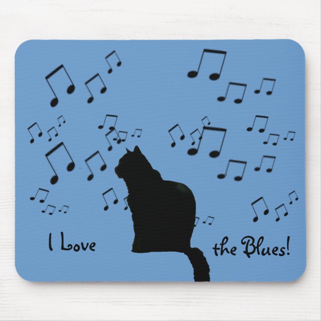 Mousepad - Black Blues Cat (Front)
