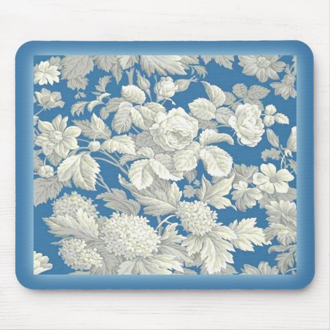 Mousepad Blue Antique Floral (Front)