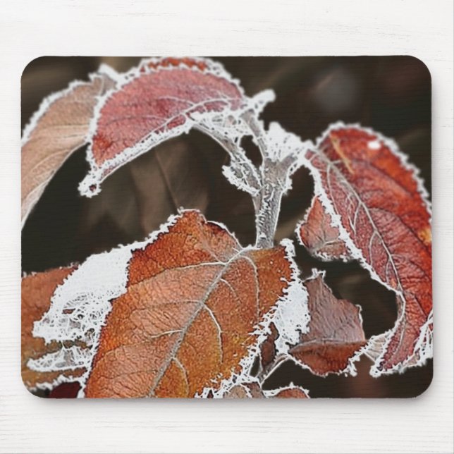 Mousepad Brown Frozen Leaves (Front)