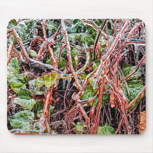 Mousepad Freezing Rain On Green Ivy Vines (Front)