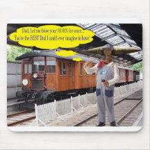 Mousepad.  Happy Father's Day.  cow/conductor