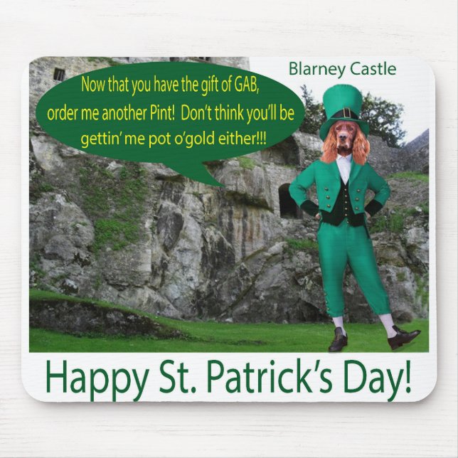 mousepad.  Happy St. Patrick's Day.  irish setter/ Mouse Pad (Front)
