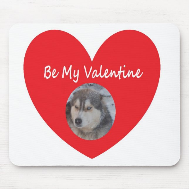 Mousepad Husky Heart Red Be My Valentine (Front)