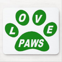 Mousepad Love Paws on Paws Green