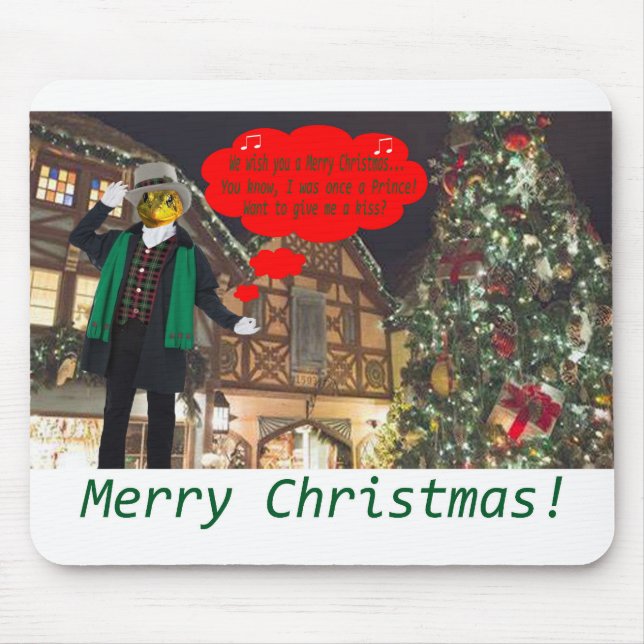 mousepad.  Merry Christmas.  bullfrog/caroler Mouse Pad (Front)