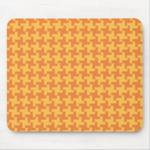 Mousepad, Orange Dogstooth Check Pattern Mouse Pad