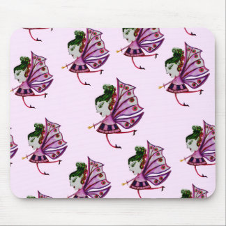 Mousepad pink mushroom fairies design 