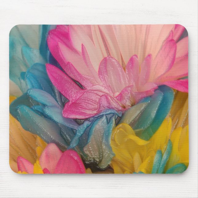 Mousepad - Pink Yellow Blue Daisies (Front)