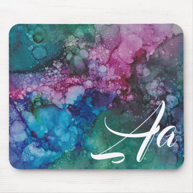Mousepad "Pinks & Blue Inkblot" (Front)