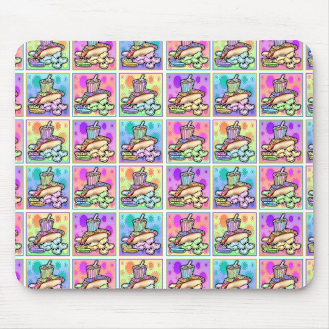Mousepad - Pop Art Hot Dog with Chips and a Drink (Front)