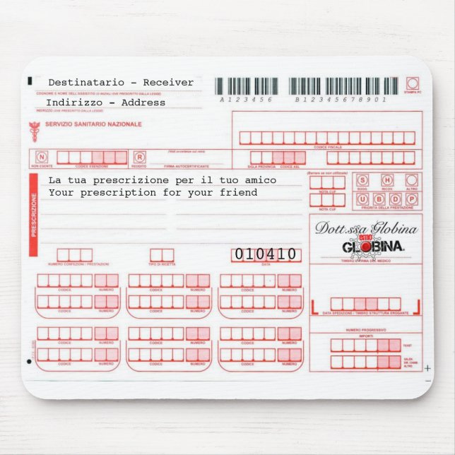 Mousepad ricetta medica - Italian Prescription (Front)