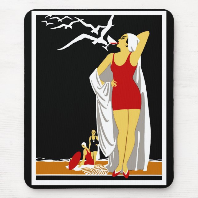 Mousepad Vintage New York Red Bathers (Front)