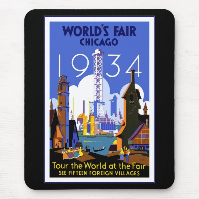 Mousepad Vintage Travel Chicago 1934 (Front)
