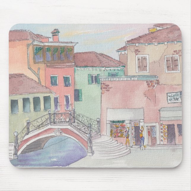Mousepad Watercolor Sketch "Shopping/Italy" (Front)