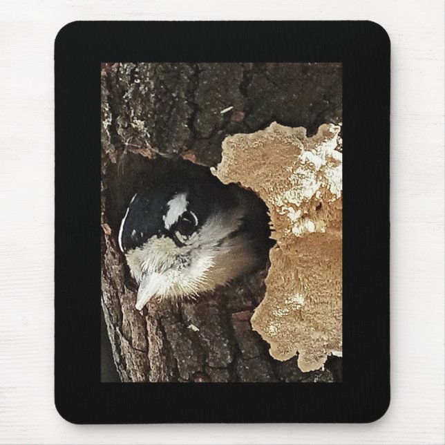 Mousepad with Downy Woodpecker - Vertical View (Front)
