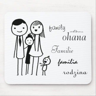 Mousepad with "family" in different languages