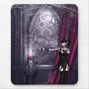 Mousepad with Gothic Fantasy Girl in Spooky Room
