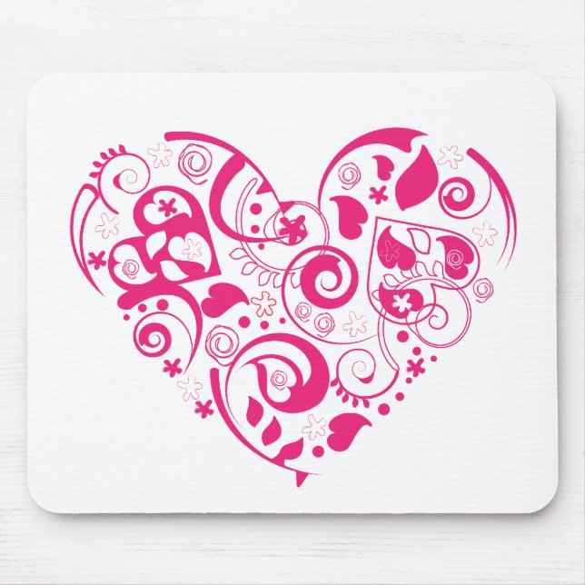 Mousepad  with red decorative heart (Front)