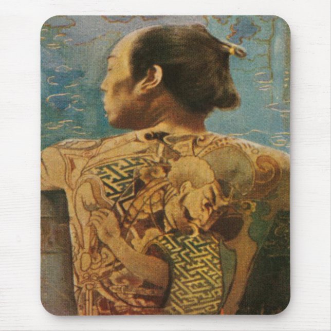 Mousepad With Tattooed Man From 1920's Japan (Front)