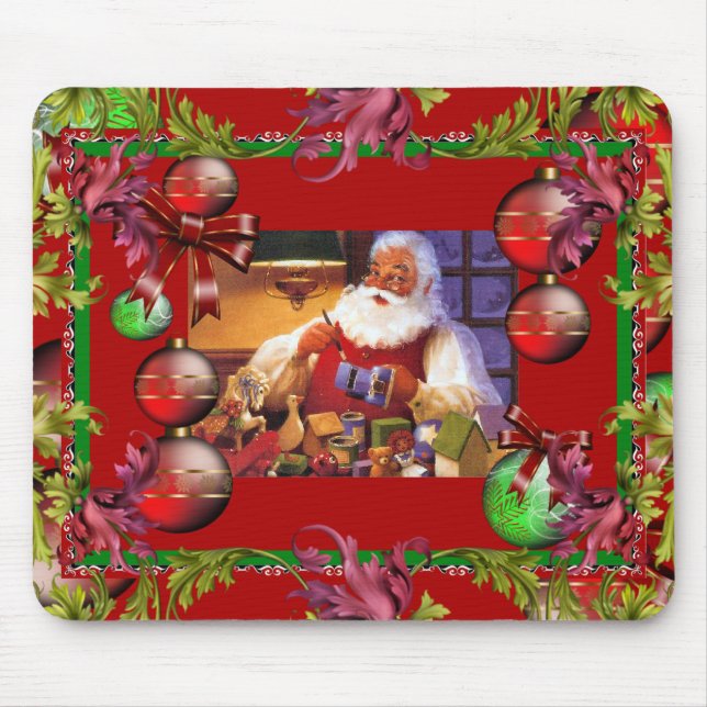 Mousepad Xmas Vintage Christmas Santa Red (Front)