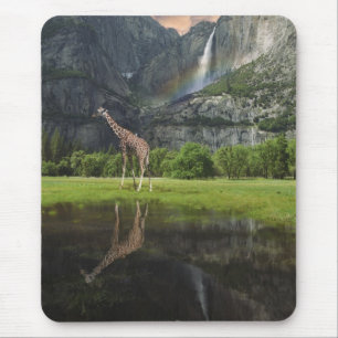 mousepad yosemite falls giraffe rainbow