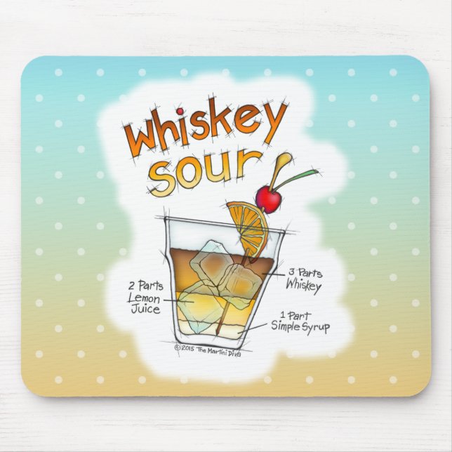 MOUSEPADS - WHISKEY SOUR RECIPE COCKTAIL ART (Front)