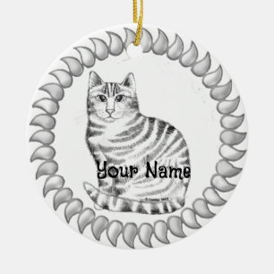 Mouser Tabby Cat  Ceramic Ornament