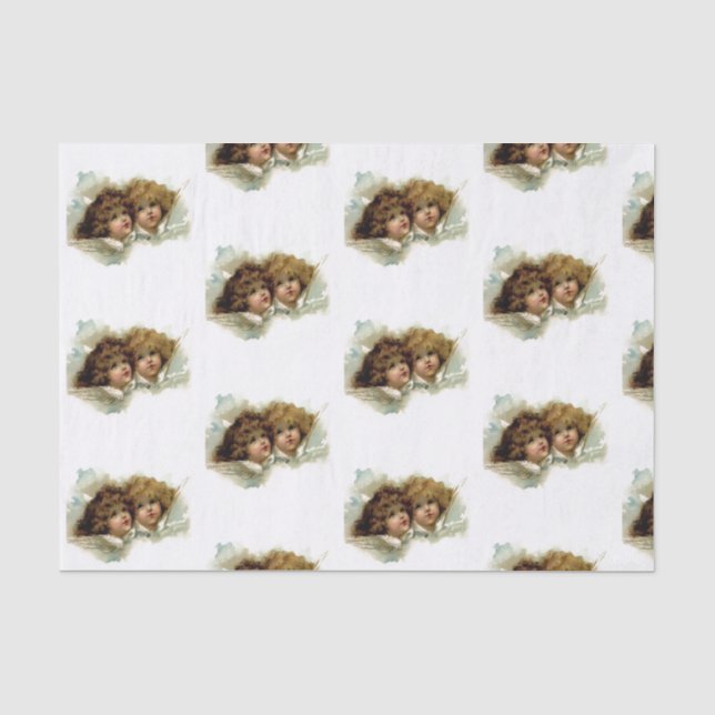Mousseline ANGELS COULEUR D'EAU PERSONNALISABLE Papier Tissu (Recto)