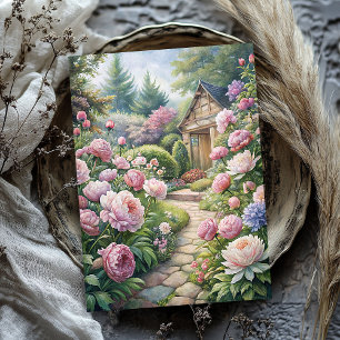 Mousseline Aquarelle vintage rose pivoines jardin papier de r
