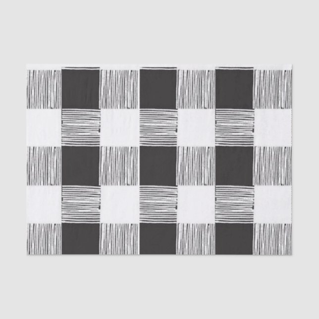 Mousseline Bandes papier de tissus noir et blanc (Recto)