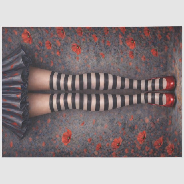 Mousseline Bas rayés Talons rouges Papier découpage (Recto)