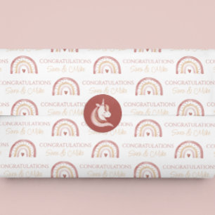 Mousseline Boho Rainbow Félicitations Papier Tissu