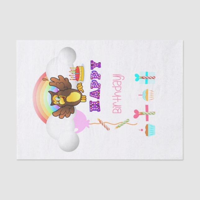 Mousseline Bonne Chouette en papier pour anniversaire (Recto)