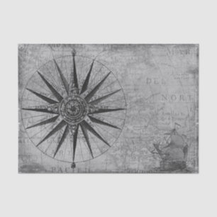 Mousseline Boussole Vintage carte Voyage Papier Tissu