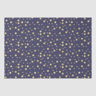 Mousseline Brun bleu marine Golden Chic Dots Tissu Papier
