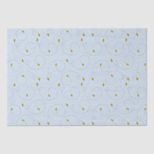 Mousseline Bumble Bees Blue Baby shower Tissu Papier