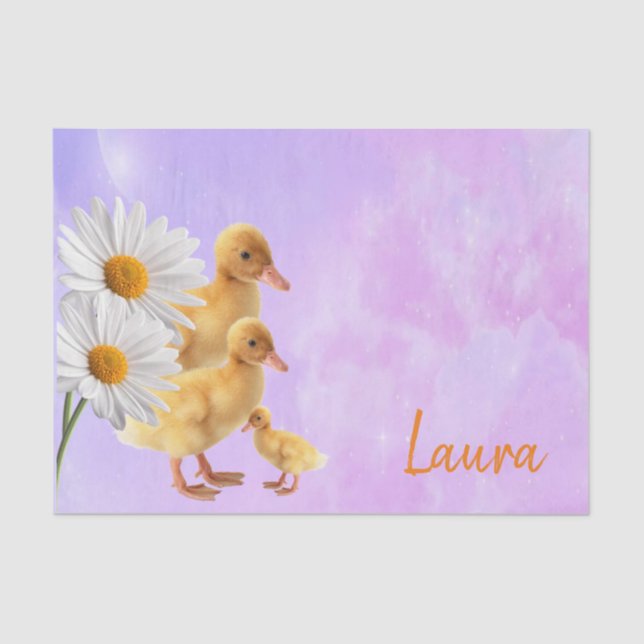 Mousseline Canards violets en papier de tissus (Recto)