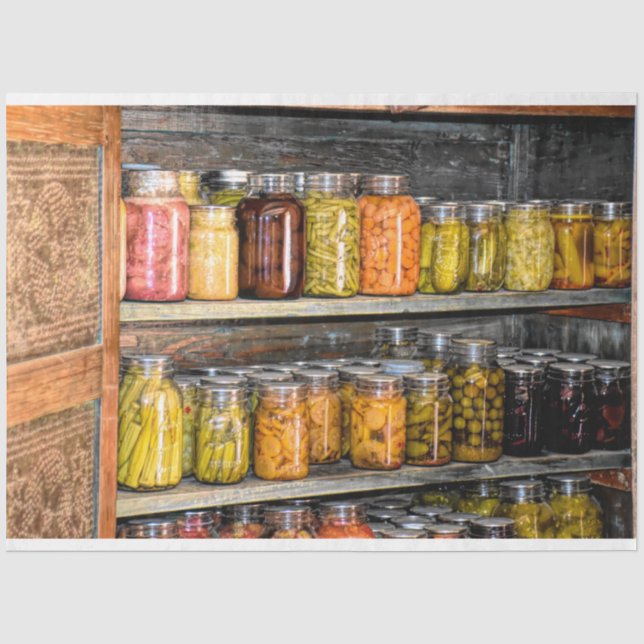 Mousseline Canne Mason Jars Shelf Decoupage Tissu Papier (Recto)
