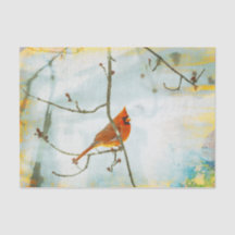 Cardinal Watercolor Papier Tissu