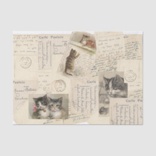 Mousseline Carte postale vintage pour chat papier Tissu