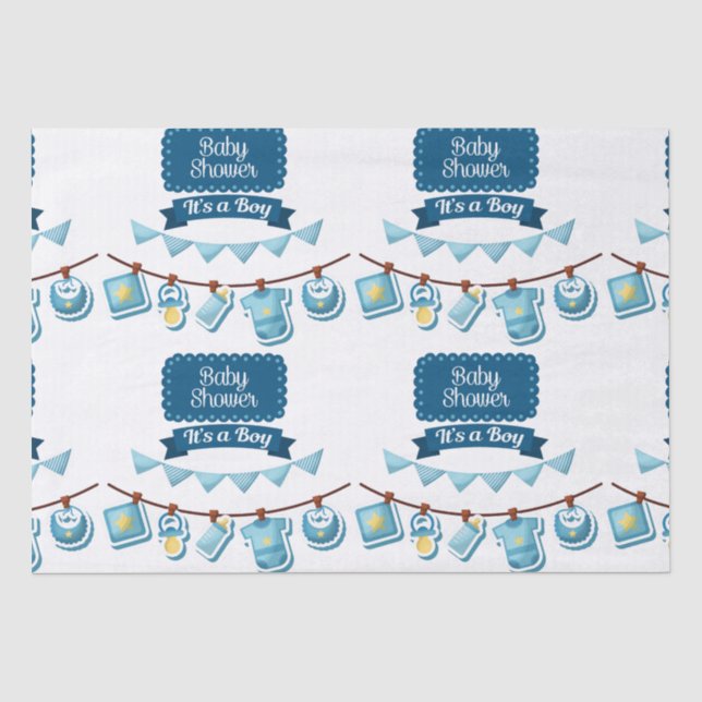 Mousseline C'est un Baby shower garçon papier (Recto)