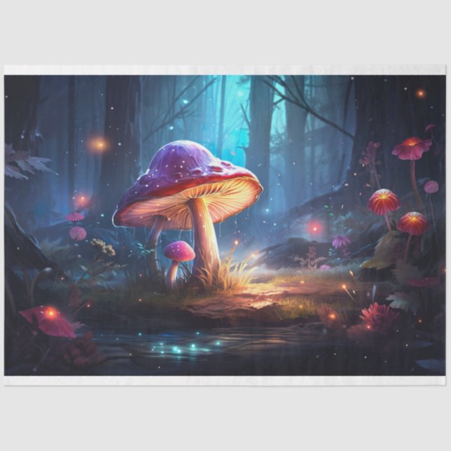 Mousseline Champignons en forêt 5 papier décolpage (Recto)