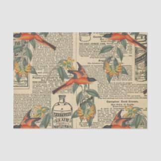Mousseline Charming Vintage Bird Decoupage Papier de tissus