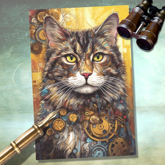 Mousseline Chat Steampunk 1 papier découpage (Créateur téléchargé)